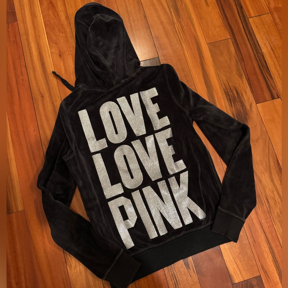 Y2K Victoria's Secret PINK Black Hoodie